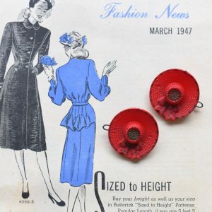 Vintage 1940s Red Hat Plastic Hair Barrettes - Fashionconstellate.com
