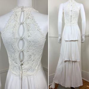 Size 8 | 1990's Vintage Jessica McClintock White Gown | Gunne Sax | Bust 35'' | Waist 27'' | Hips 39'' 