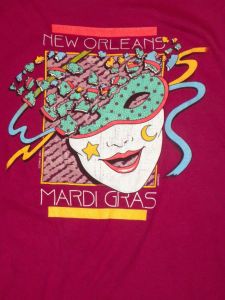 80s New Orleans MARDI GRAS T Shirt |1987 Colorful Single Stitch Mask Graphic Souvenir |39'' Chest - Fashionconstellate.com
