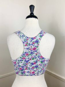 1990's Vintage Gray Floral Racerback Cropped Top | The Body Co. - Fashionconstellate.com