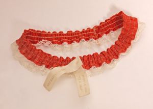 1970s Red and White with Gold Lettering Red Garter Casino Garter