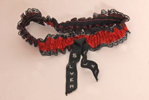 1970s 1980s Black and Red Silver Dollar City Garter