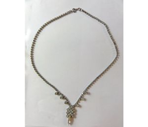 Vintage 60s Necklace Clear Rhinestone Choker Prom Wedding Bridal Jewelry