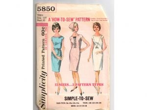 1964 Dress Sewing Pattern 60s Teen Junior Blouson Sheath 3 Chic Designs & Kerchief Complete
