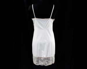 Neutral Full Slip - 1960s Van Raalte Lingerie Made in USA - Sheer Lace Bust - Classic Lingerie - Fashionconstellate.com