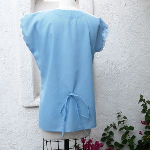 Light Blue Top, Size M, Embroidered Blouse - Fashionconstellate.com