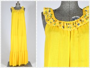 Vintage 1970s Sheer Yellow Nightgown or Coverup by  Juli Jr.  | Good For Taller Ladies | S-M