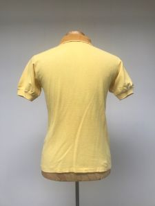 Vintage 1960s Men's Polo Shirt Yellow and Brown Acrylic Casual Shirt Mid-Century Short Sleeve  - Fashionconstellate.com