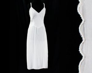 1930s White Rayon Full Slip - Silky Bias Cut Authentic 30s Lingerie - Small Medium Size 6 30s 40s