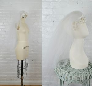 vintage 1960s veil with bridal cap bohemian style