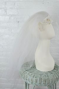 vintage 1960s veil with bridal cap bohemian style - Fashionconstellate.com