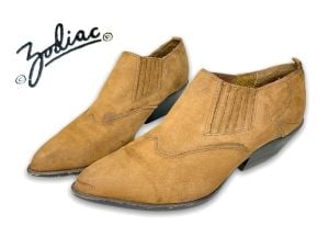 Vintage 1990s ZODIAC Dazey Brown Leather Western Shoes | Size 8