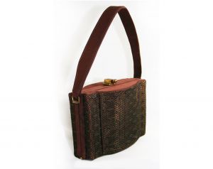 Art Deco 1930s Purse - Authentic 30s Brown Fish Net Box Bag - 30s Fishnet Handbag - Fall Autumn - Fashionconstellate.com