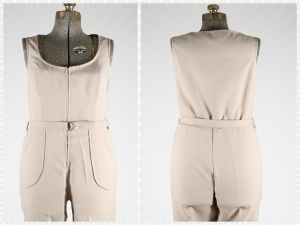 Vintage 1970s Khaki Beige Sleeveless Jumpsuit by JC Penney Fashions  |  L/XL - Fashionconstellate.com