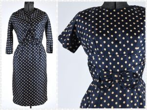Late 1950s - Early 1960s Vintage Silk Comma Dress Set by Montégo Original | Size XS - 24'' 