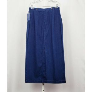 90s Skirt Deadstock New Blue Denim Lightweight Straight Modest by Charter Club| Vintage Misses 12