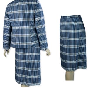 90s Blue Plaid Cotton Pendleton Suit, Deadstock, Size 14, NOS Suit - Fashionconstellate.com