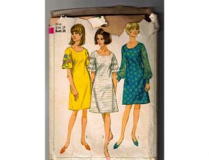 1960s Dress Sewing Pattern - Short or Long Sleeve A Line Sheath - Spring Summer Mod Classic - Unused
