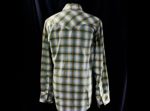 1960s Western Shirt - Men's XS Long Sleeve Cowboy Shirt - 1950s 60s Cow Hand Haze Plaid Cotton - Fashionconstellate.com