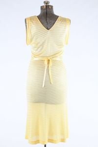 Vintage 1940s Yellow Striped Nightgown  |   Small Medium   |   by Lorraine - Fashionconstellate.com