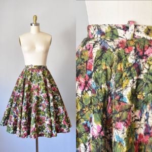 Peinture 1950s quilted rockabilly circle skirt, high waisted skirt, pinup girl