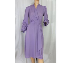 Vintage 70s Purple Party Dress Disco Dance Wrap Skirt by Sears the Fashion Place - Fashionconstellate.com