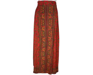 Vintage 1970s Indian Cotton Wrap Skirt Block Printed Maharani of India Ashoka Hotel