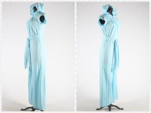 1970s Vintage Hooded One Piece Ice Blue Jumpsuit  |  Size S/M - Fashionconstellate.com