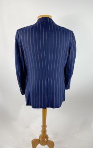 1970s blue pinstripe wool sports coat two button closure Size 40 chest - Fashionconstellate.com