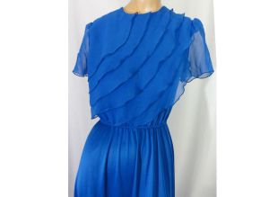 Vintage 70s Ruffled Royal Blue Party Disco Dance Dress by JCPenney Fashions - Fashionconstellate.com