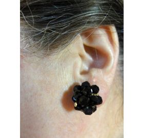 Vintage 1960s Round Black Bead Cluster Comfort Clip Earrings by Vendome - Fashionconstellate.com
