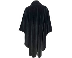 Vintage 1970s Black Velvet Cape Coat by Surrey Classics Size S M - Fashionconstellate.com