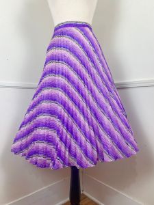 Curvy- Extra Large | 1970's Vintage Purple and Black Striped Accordion Pleated Skirt | 36'' Waist - Fashionconstellate.com