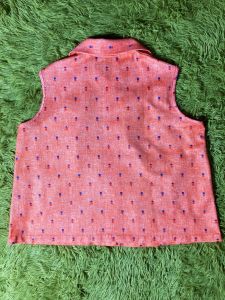 L-XL/ Vintage 70’s Pink Textured Polyester Mod Tank Top w/ Tulip Flower Print - Fashionconstellate.com
