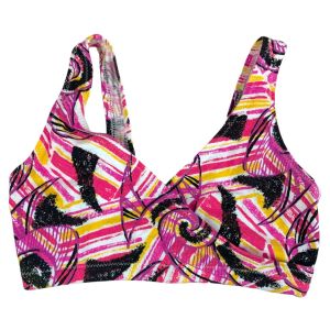 Vintage 1980s Lily of France Bright Abstract Neon Sport Bra Cotton Stretch Workout | XS - Fashionconstellate.com