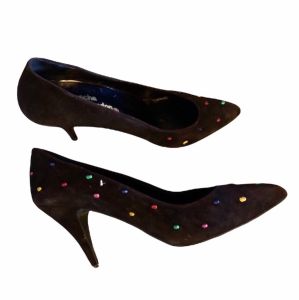 Fab Vintage Suede Polka Dot Heels! Size 8AA - Fashionconstellate.com