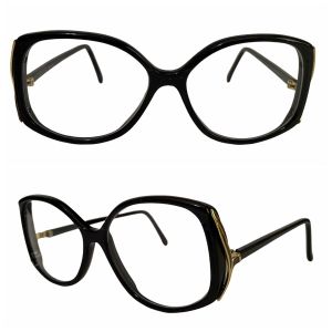 1980s Ultra Cool Deadstock Black & Gold Optical Glasses for Eyeglasses or Sunglasses