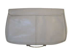 80s White Leather Clutch Purse, Gold Tone Metal Trim, Minimalist White Handbag, Made in Haiti - Fashionconstellate.com