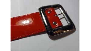 Vintage Red Patent Belt Silver Tone Buckle Size Large to Extra Large - Fashionconstellate.com