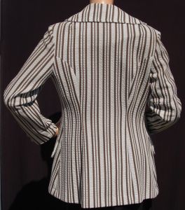 Vintage 1970s MOD Striped Seersucker Jacket Ladies - Fashionconstellate.com