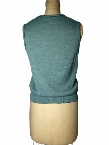 1970s sweater vest green white striped Size M by Devon - Fashionconstellate.com