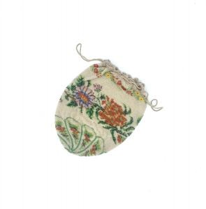 Antique 1910s 1920s Micro-Beaded Reticule Purse, Floral Evening Bag, Edwardian/Flapper Drawstring 