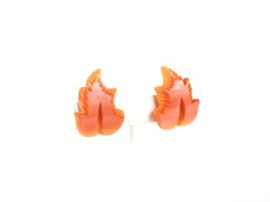 1960s Vintage Autumn Leaves Lucite Clip-On Earrings | Shades of Orange and Yellow | Mid Century