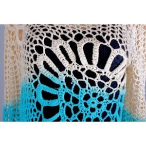 M/L Vintage 2000s Fade Ombre Asymmetrical Crochet Sweater Top Shirt by Tempo Paris - Fashionconstellate.com