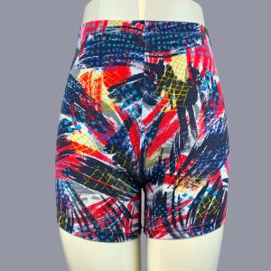 S Vintage 1990s Abstract Cotton High Rise Waist Yoga Pant Stretch Shorts - Fashionconstellate.com