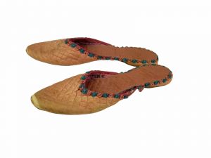 1920s slippers pink silk quilted with blue and pink flower trim Size 7 - Fashionconstellate.com