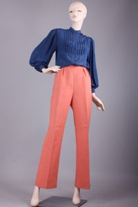 Vintage 1970s Country Suburbans Coral Linen High Waist Summer Pants | 12 M - Fashionconstellate.com