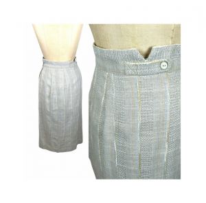 Oatmeal color wrap linen striped skirt by Counterparts Size M