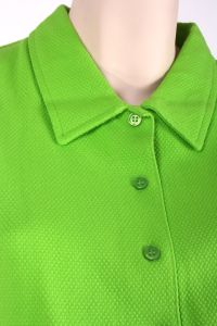Vintage 1960s Bright Green Sleeveless Button Up Waffle Casual Shirt Top - Fashionconstellate.com