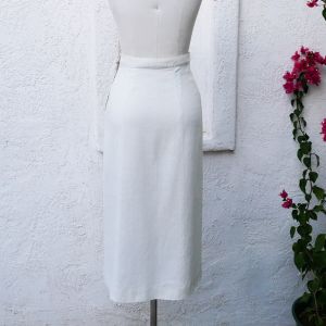 1940s White Linen Pencil Skirt - Fashionconstellate.com